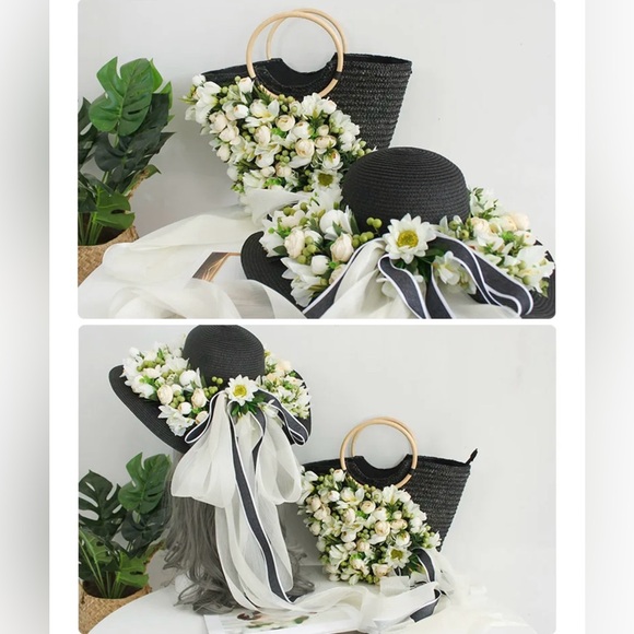 High Quality Handmade Floral Hat and Purse Set - Picture 2 of 11